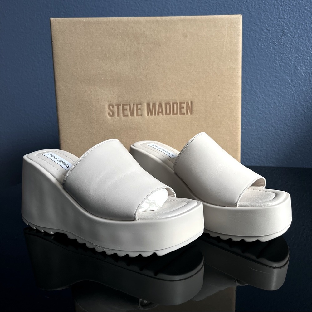 STEVE MADDEN PEPE30 NATURAL TRENDY MULE PLATFORM SANDAL